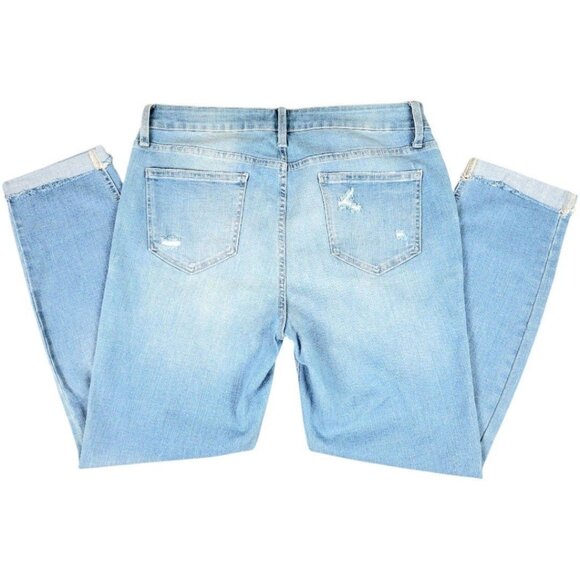 Womens Size 14 Lauren Conrad Lightwash Stretchy Distressed Cuffed Skinny Jeans - Picture 4 of 12